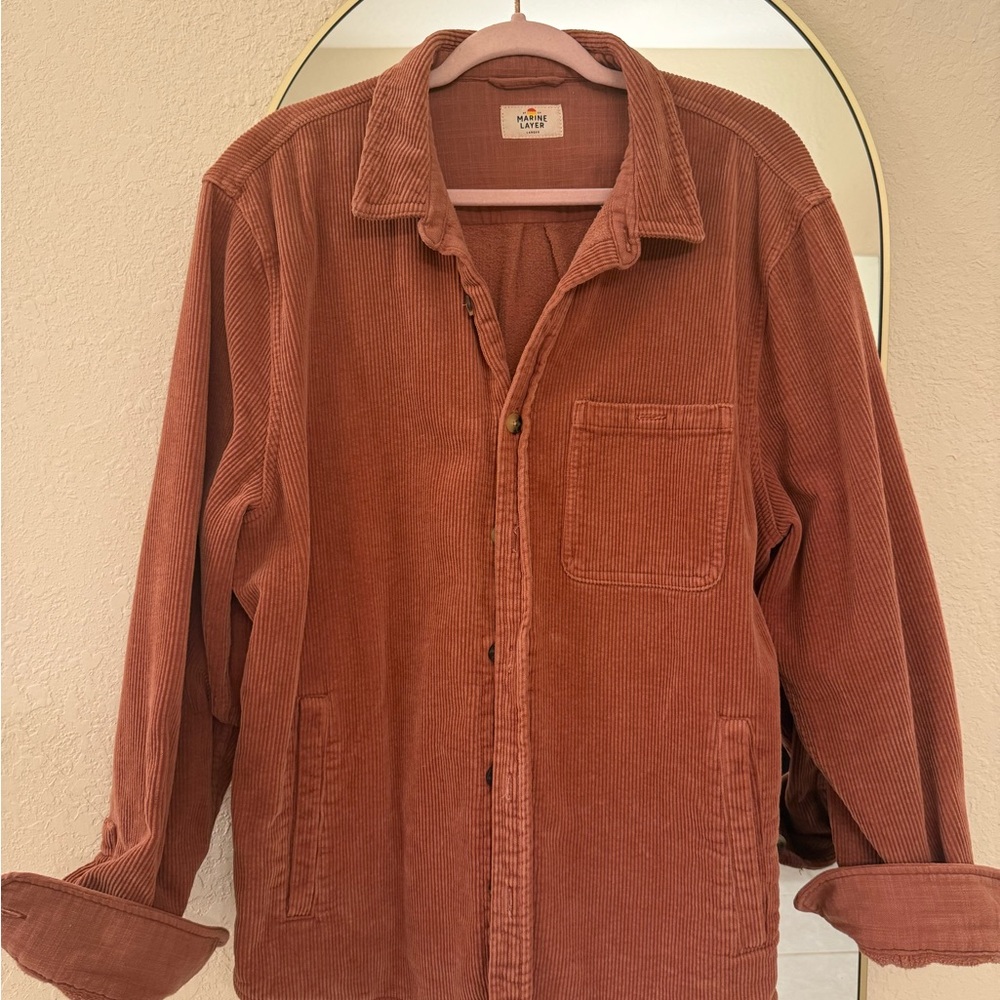 Marine Layer Men's Corduroy Shirt Jacket in Rust